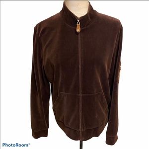 St. John Sport Brown Velour Zipper Jacket, size MD